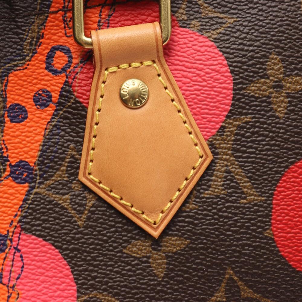 Louis Vuitton Speedy Handbag Canvas Leather Monogram Ramage Brown Red Orange - Picture 6 of 8